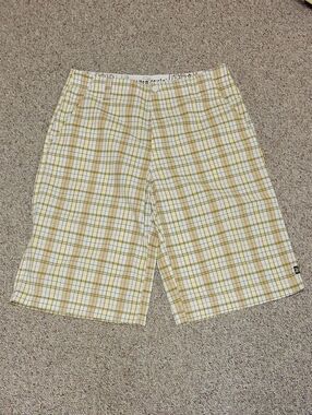 Seven Souls Men's Plaid Summer Shorts Yellow/White Sz 34 Skater Streetwear